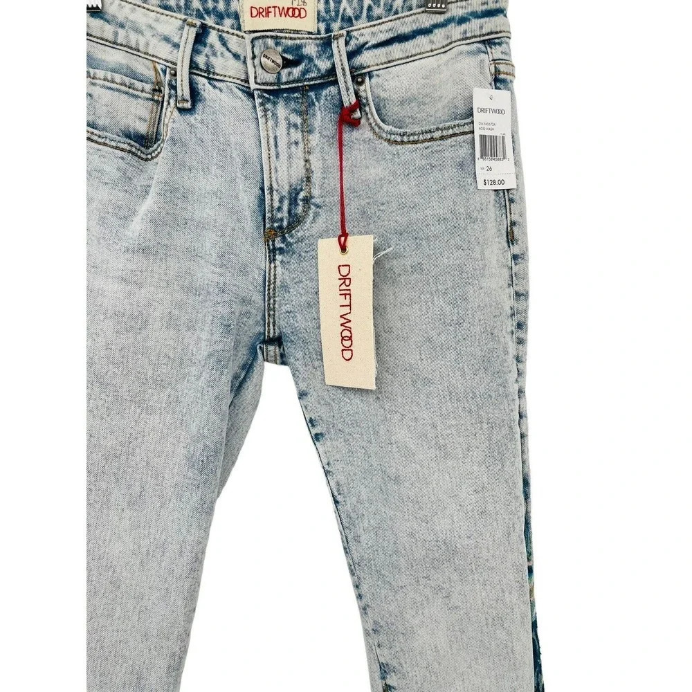 Driftwood Cropped Jeans Size 26 Indie Boho Paradise Tapestry Inserts Acid Wash - Picture 7 of 16